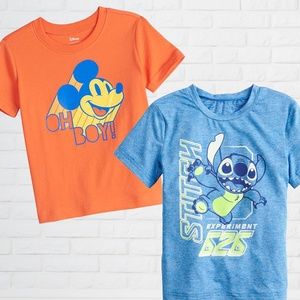 NWT Two Disney Toddler Boy Tees - Mickey and Stitch - Size 2T
